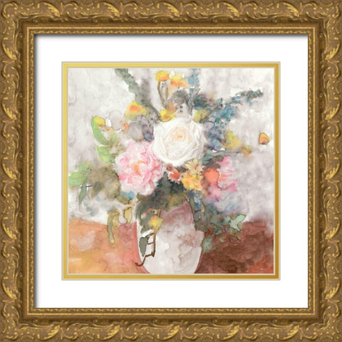 Table Bouquet 2 Gold Ornate Wood Framed Art Print with Double Matting by Stellar Designs Studio