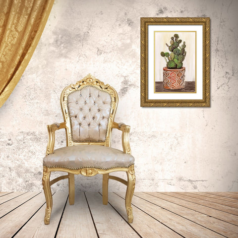 Potted Cactus I Gold Ornate Wood Framed Art Print with Double Matting by Stellar Designs Studio