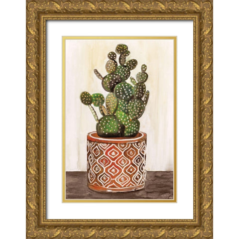 Potted Cactus I Gold Ornate Wood Framed Art Print with Double Matting by Stellar Designs Studio