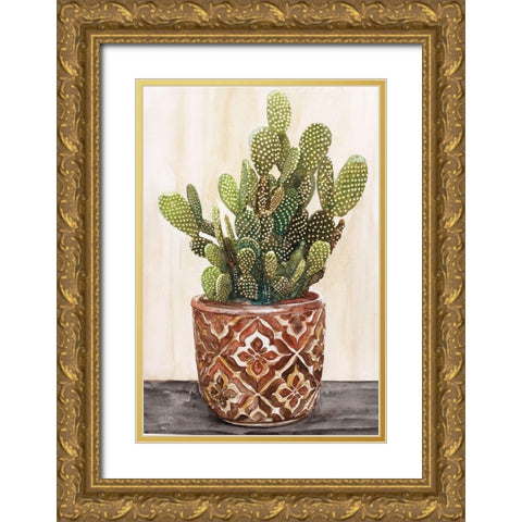Potted Cactus II Gold Ornate Wood Framed Art Print with Double Matting by Stellar Designs Studio