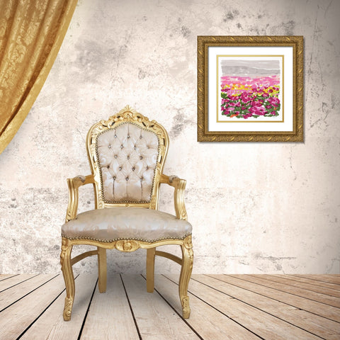 Field of Flowers Gold Ornate Wood Framed Art Print with Double Matting by Stellar Design Studio