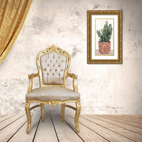 Cactus in Pot 2 Gold Ornate Wood Framed Art Print with Double Matting by Stellar Design Studio