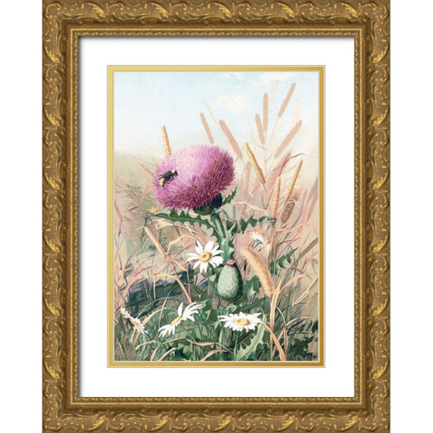 Meadow Flowers 1 Gold Ornate Wood Framed Art Print with Double Matting by Stellar Design Studio