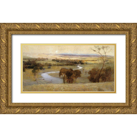 Countryside Morning     Gold Ornate Wood Framed Art Print with Double Matting by Stellar Design Studio