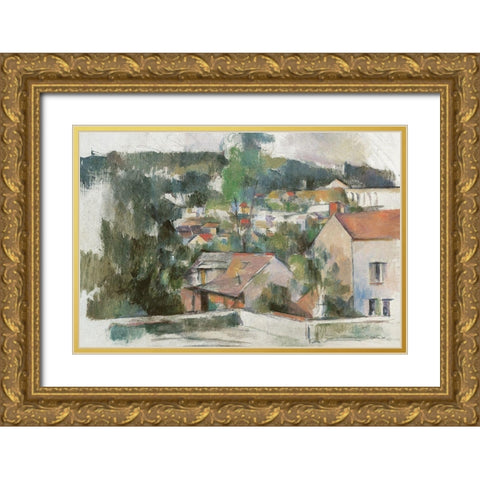 Hillside Town II     Gold Ornate Wood Framed Art Print with Double Matting by Stellar Design Studio