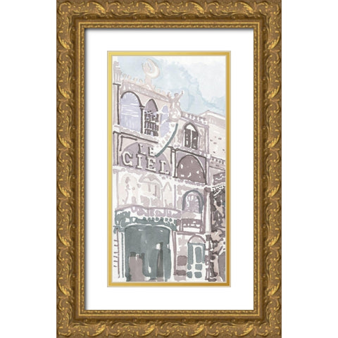 Paris Street 2 Gold Ornate Wood Framed Art Print with Double Matting by Stellar Design Studio