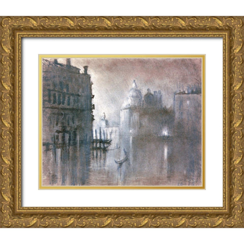 Moonlight Over Venice 2 Gold Ornate Wood Framed Art Print with Double Matting by Stellar Design Studio