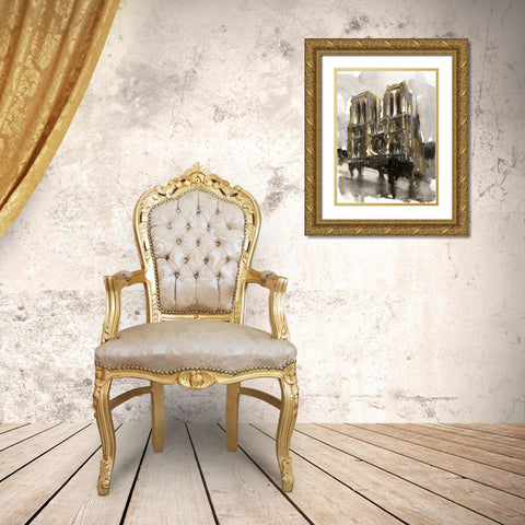 Paris Street 3 Gold Ornate Wood Framed Art Print with Double Matting by Stellar Design Studio