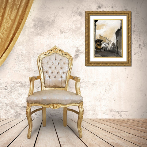 Paris Street 6 Gold Ornate Wood Framed Art Print with Double Matting by Stellar Design Studio