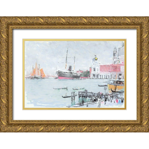 Port of Venice Gold Ornate Wood Framed Art Print with Double Matting by Stellar Design Studio