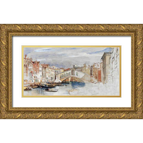 The Grand Canal Gold Ornate Wood Framed Art Print with Double Matting by Stellar Design Studio
