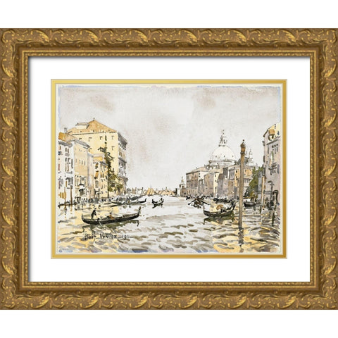 Afternoon on the Great Canal Gold Ornate Wood Framed Art Print with Double Matting by Stellar Design Studio