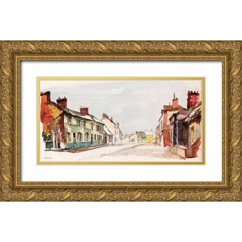 Street Walk Gold Ornate Wood Framed Art Print with Double Matting by Stellar Design Studio