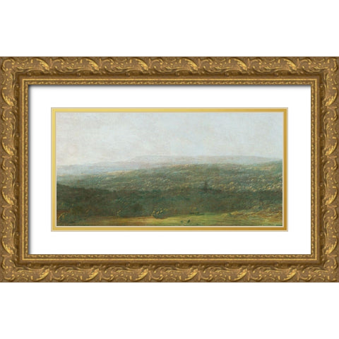 The Valley Falls Gold Ornate Wood Framed Art Print with Double Matting by Stellar Design Studio