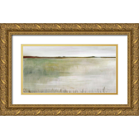 Tranquil Field Gold Ornate Wood Framed Art Print with Double Matting by Stellar Design Studio