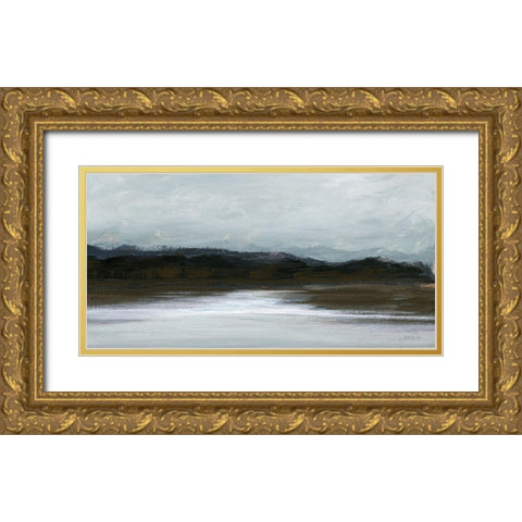 Mountain Stream Gold Ornate Wood Framed Art Print with Double Matting by Stellar Design Studio