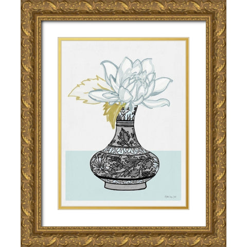 Flower Vase with Pattern I Gold Ornate Wood Framed Art Print with Double Matting by Stellar Design Studio