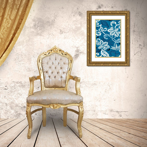 Cobalt Pattern I Gold Ornate Wood Framed Art Print with Double Matting by Stellar Design Studio