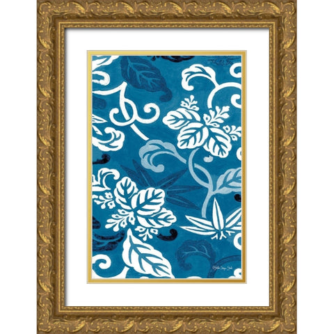 Cobalt Pattern I Gold Ornate Wood Framed Art Print with Double Matting by Stellar Design Studio