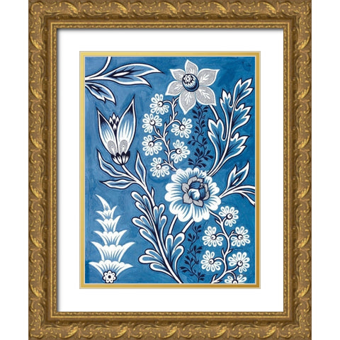 Floral Tapestry Study Gold Ornate Wood Framed Art Print with Double Matting by Stellar Design Studio