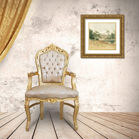 Country Pond 6 Gold Ornate Wood Framed Art Print with Double Matting by Stellar Design Studio