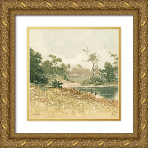 Country Pond 6 Gold Ornate Wood Framed Art Print with Double Matting by Stellar Design Studio