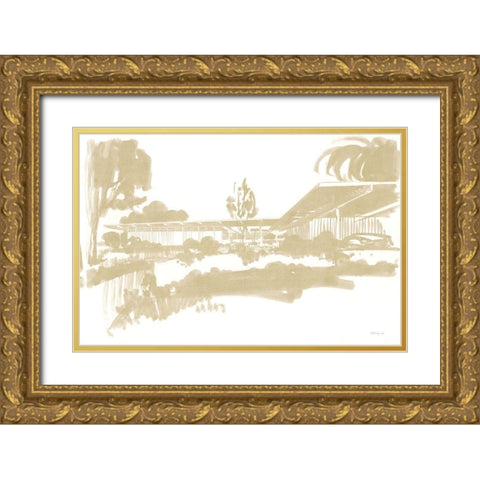 Home Study Gold Ornate Wood Framed Art Print with Double Matting by Stellar Design Studio