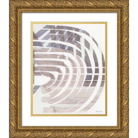 Abstract Curves Gold Ornate Wood Framed Art Print with Double Matting by Stellar Design Studio