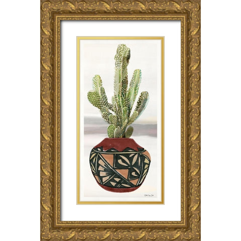 Cactus in Pot 2    Gold Ornate Wood Framed Art Print with Double Matting by Stellar Design Studio