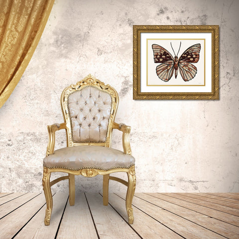 Papillon 1 Gold Ornate Wood Framed Art Print with Double Matting by Stellar Design Studio