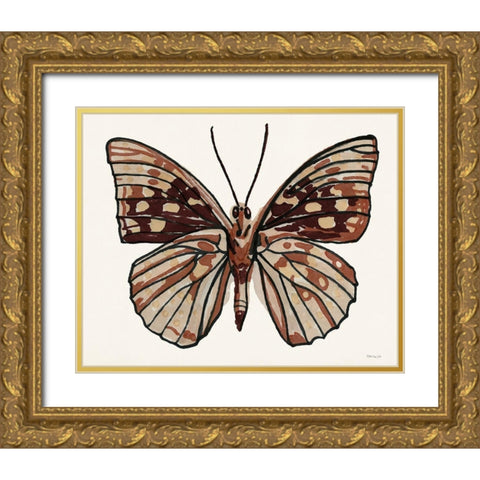 Papillon 1 Gold Ornate Wood Framed Art Print with Double Matting by Stellar Design Studio