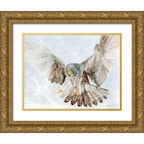 Falcon Gold Ornate Wood Framed Art Print with Double Matting by Stellar Design Studio