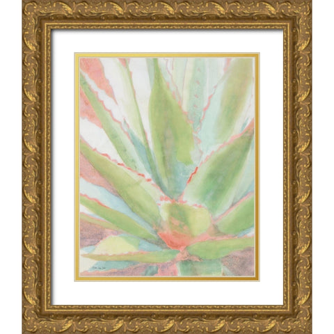 Succulent Bloom 1 Gold Ornate Wood Framed Art Print with Double Matting by Stellar Design Studio