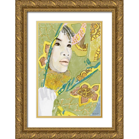 Jasmine Gold Ornate Wood Framed Art Print with Double Matting by Stellar Design Studio