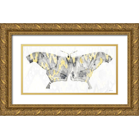 Yellow-Gray Patterned Moth 2 Gold Ornate Wood Framed Art Print with Double Matting by Stellar Design Studio