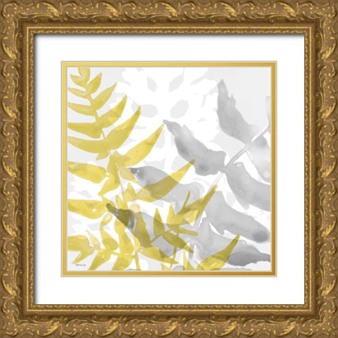 Yellow-Gray Leaves 2 Gold Ornate Wood Framed Art Print with Double Matting by Stellar Design Studio