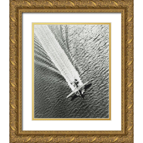 Sea Plane Gold Ornate Wood Framed Art Print with Double Matting by Stellar Design Studio