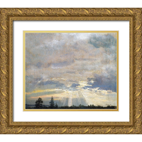 Cloud Study with Sunbeams Gold Ornate Wood Framed Art Print with Double Matting by Stellar Design Studio