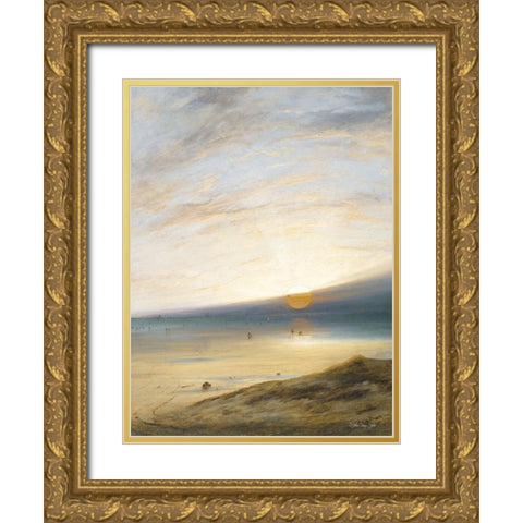 Sunset on the Beach at Sark Gold Ornate Wood Framed Art Print with Double Matting by Stellar Design Studio