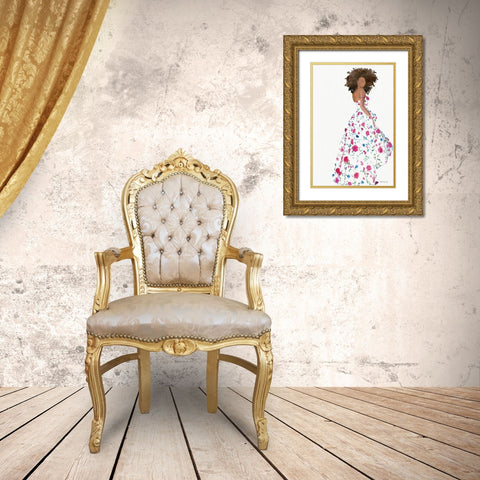 Floral Gown 1 Gold Ornate Wood Framed Art Print with Double Matting by Stellar Design Studio