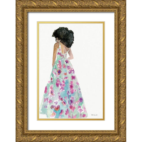 Floral Gown 2 Gold Ornate Wood Framed Art Print with Double Matting by Stellar Design Studio