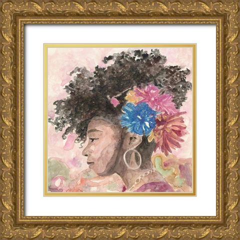 Floral Crown 2 Gold Ornate Wood Framed Art Print with Double Matting by Stellar Design Studio