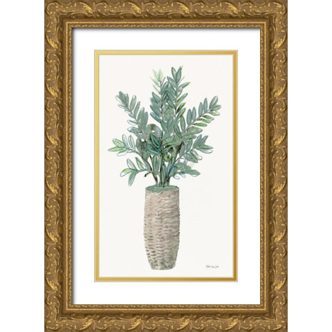 Foliage in Woven Pot 2 Gold Ornate Wood Framed Art Print with Double Matting by Stellar Design Studio