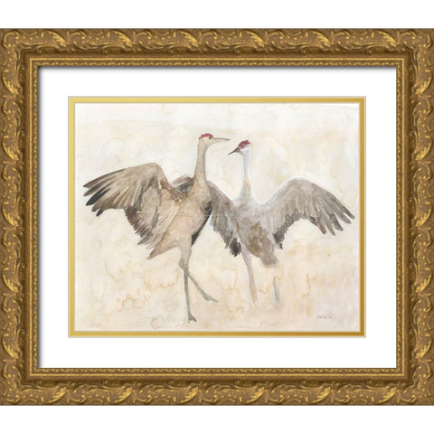 Sandhill Cranes 1 Gold Ornate Wood Framed Art Print with Double Matting by Stellar Design Studio