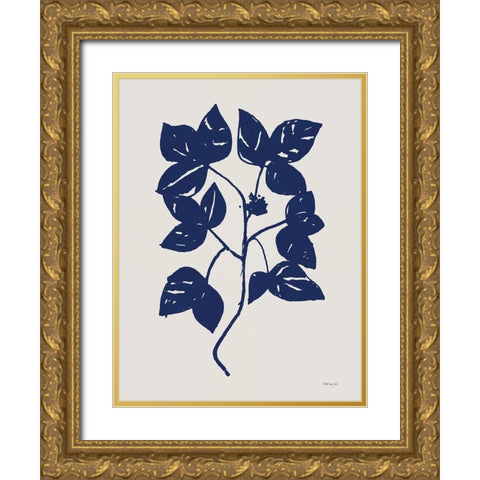 Indigo Botanical I Gold Ornate Wood Framed Art Print with Double Matting by Stellar Design Studio