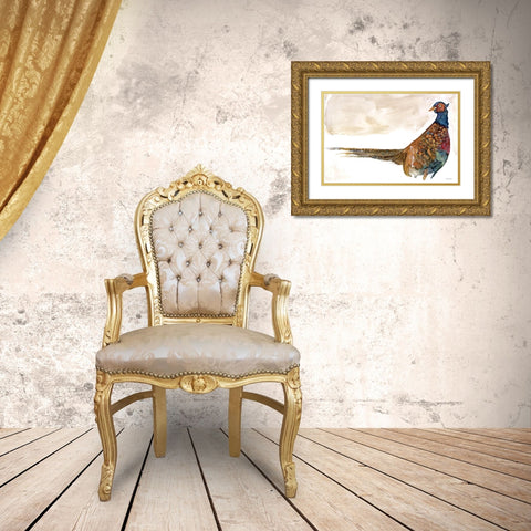 Pheasant 1 Gold Ornate Wood Framed Art Print with Double Matting by Stellar Design Studio