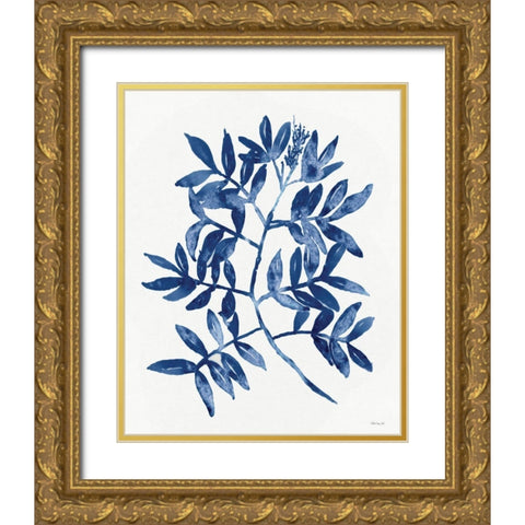 Nature in Indigo 2 Gold Ornate Wood Framed Art Print with Double Matting by Stellar Design Studio