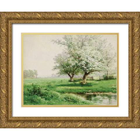 The Dreamy Field Gold Ornate Wood Framed Art Print with Double Matting by Seven Trees Design