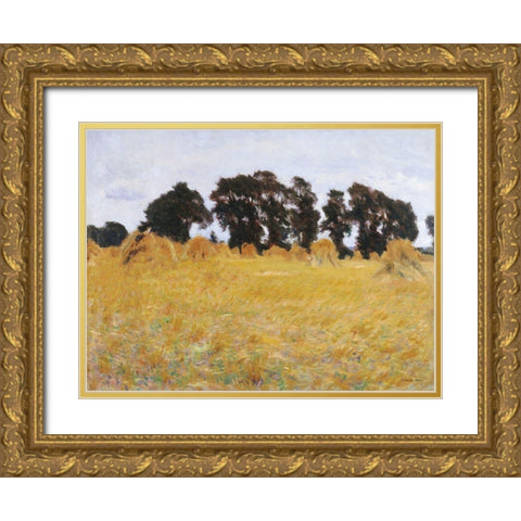 The Field Gold Ornate Wood Framed Art Print with Double Matting by Seven Trees Design