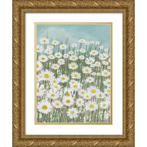 Daisies in the Sky Gold Ornate Wood Framed Art Print with Double Matting by Seven Trees Design